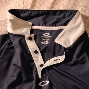 Oakley Navy and White Trimmed Polo Shirt